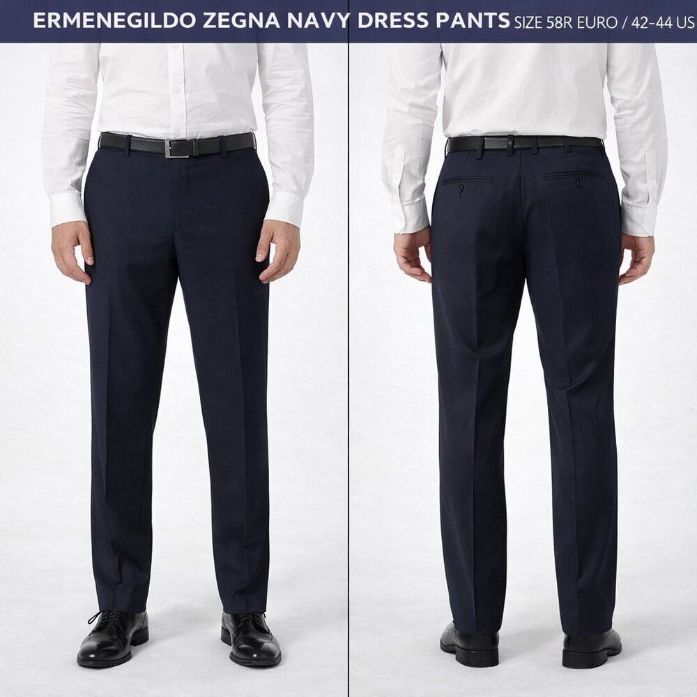 Ermenegildo Zegna Navy Dress Pants Size 58R Euro / 42-44 US